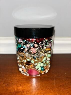 Gemstone and Glass Necklace Mystery Jar - Curated Wearable Estate Lot 16 oz